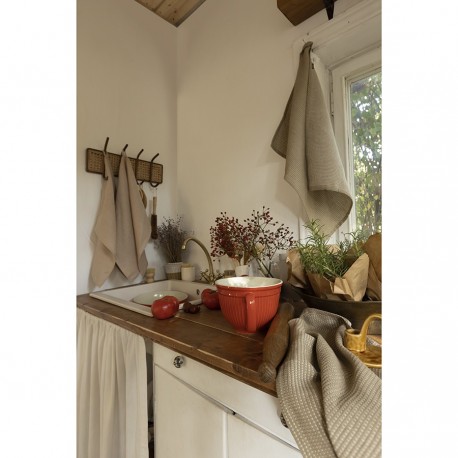 Набор из двух вафельных полотенец изо льна бежевого цвета из коллекции essential, 50х70 см