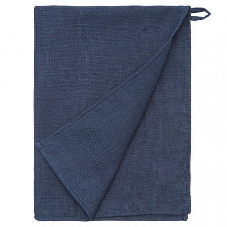 Набор из двух вафельных полотенец изо льна темно-синего цвета из коллекции essential, 50х70 см