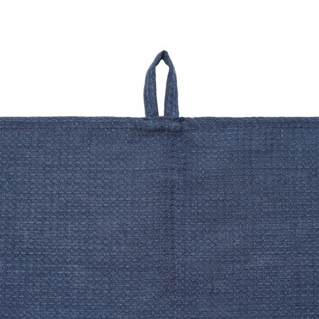 Набор из двух вафельных полотенец изо льна темно-синего цвета из коллекции essential, 50х70 см