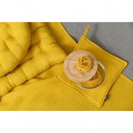 Дорожка на стол из стираного льна горчичного цвета из коллекции essential, 45х150 см