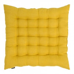 Подушка на стул из стираного льна горчичного цвета из коллекции essential, 40х40x4 см