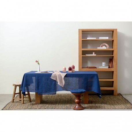 Скатерть из стираного льна синего цвета из коллекции essential, 170х170 см