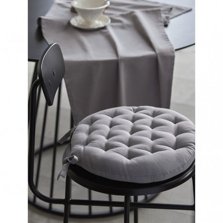 Подушка на стул круглая из хлопка серого цвета из коллекции essential, 35 см