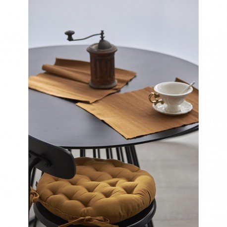 Подушка на стул круглая из хлопка цвета карри из коллекции essential, 35 см