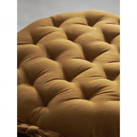 Подушка на стул круглая из хлопка цвета карри из коллекции essential, 35 см