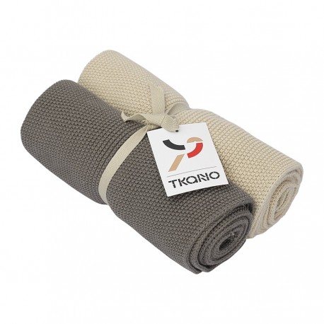 Набор из двух кухонных вязаных полотенец из коллекции essential, темно-серое/бежевое