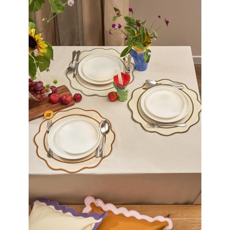 Салфетка под приборы anemone из коллекции trendy ruffles, D38 см, карри