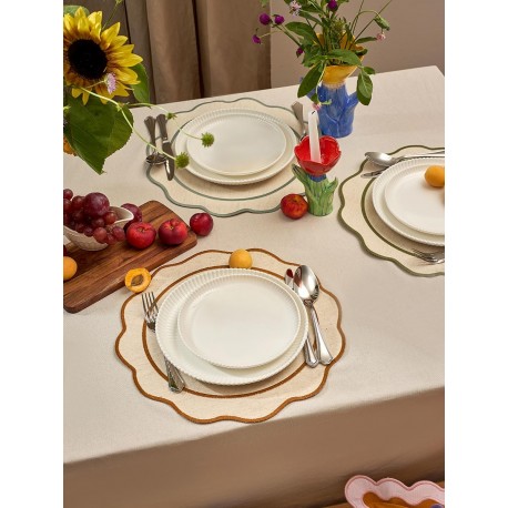 Салфетка под приборы anemone из коллекции trendy ruffles, D38 см, карри