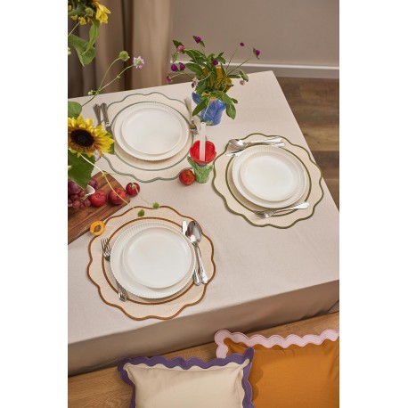 Салфетка под приборы anemone из коллекции trendy ruffles, D38 см, оливковый