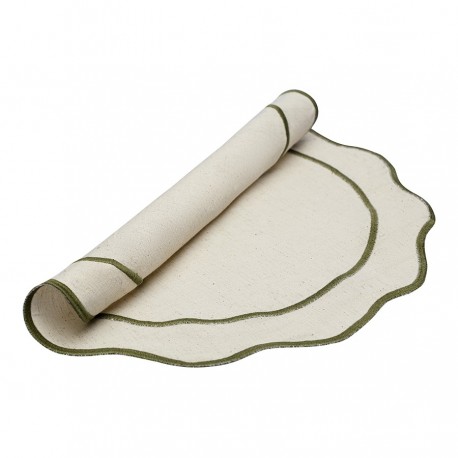 Салфетка под приборы anemone из коллекции trendy ruffles, D38 см, оливковый