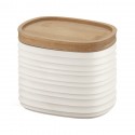 Банка для хранения с бамбуковой крышкой tierra, 500 мл, молочно-белая