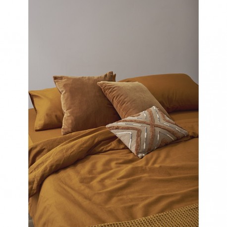 Комплект постельного белья изо льна и хлопка цвета карри из коллекции essential, 200х220 см
