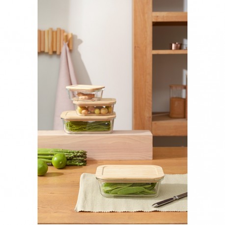 Контейнер для запекания и хранения eco store с крышкой из бамбука, 1050 мл