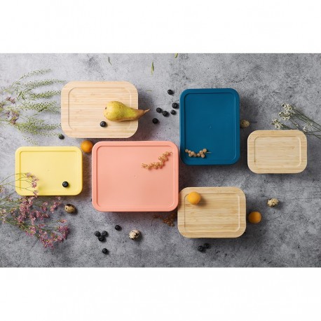 Контейнер для запекания и хранения eco store с крышкой из бамбука, 1050 мл