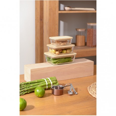 Контейнер для запекания и хранения eco store с крышкой из бамбука, 370 мл