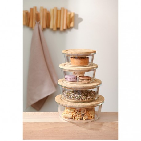 Контейнер для запекания и хранения eco store с крышкой из бамбука, 400 мл