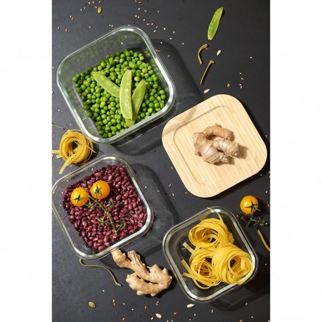 Контейнер для запекания и хранения eco store с крышкой из бамбука, 520 мл