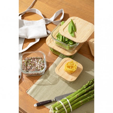 Контейнер для запекания и хранения eco store с крышкой из бамбука, 800 мл