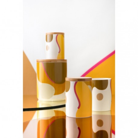 Банка для хранения горчичного цвета с авторским принтом из коллекции freak fruit, 1,25л