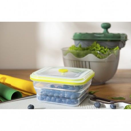 Контейнер для переноски и хранения силиконовый квадратный складной silikobox, 900 мл, зеленый