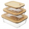 Набор контейнеров для запекания и хранения прямоугольных eco store с крышками из бамбука, 3 шт.