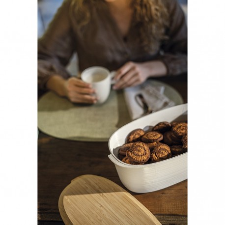 Хлебница с бамбуковой крышкой tierra, 3 л, молочная