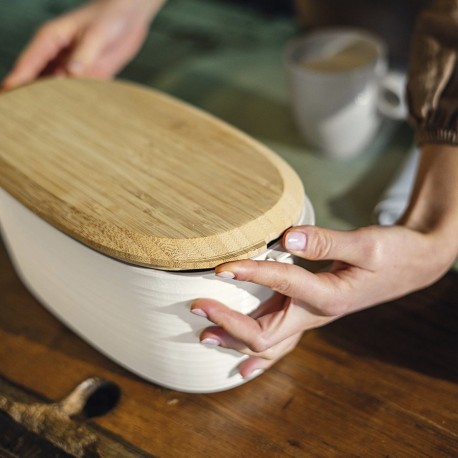 Хлебница с бамбуковой крышкой tierra, 3 л, молочная