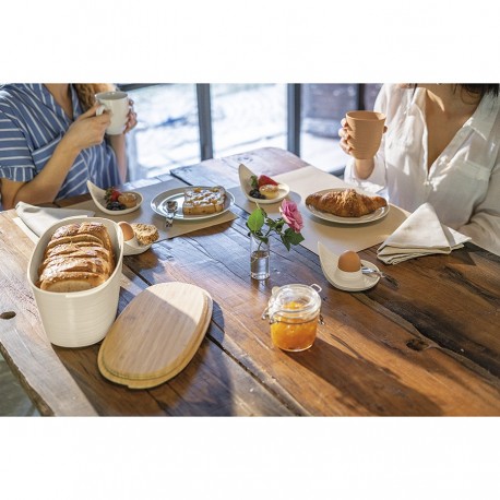 Хлебница с бамбуковой крышкой tierra, 3 л, молочная