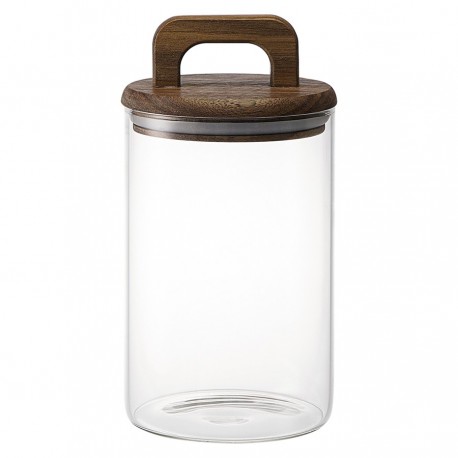 Банка для хранения стеклянная с крышкой из акации hanle, 1,1 л
