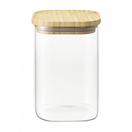 Банка для хранения квадратная glass bamboo, 1,1 л