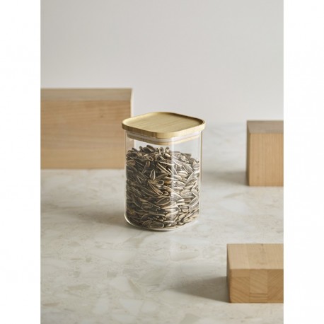 Банка для хранения квадратная glass bamboo, 1,1 л