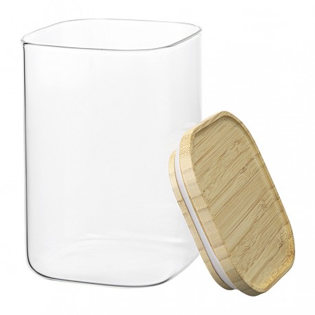 Банка для хранения квадратная glass bamboo, 1,1 л
