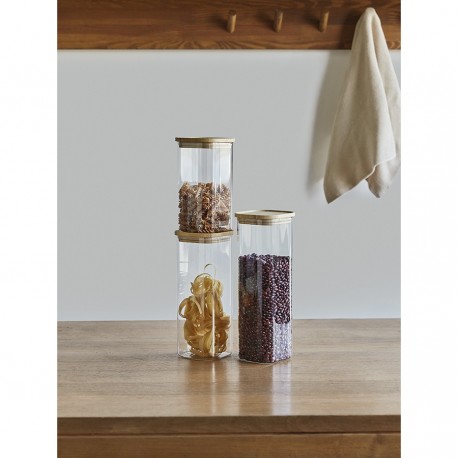 Банка для хранения квадратная glass bamboo, 1,4 л