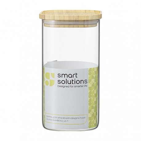Банка для хранения квадратная glass bamboo, 1,4 л