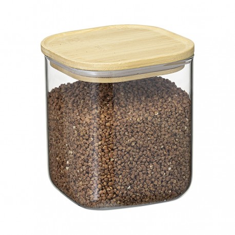 Банка для хранения квадратная glass bamboo, 1,5 л