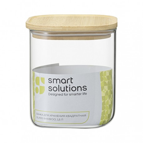 Банка для хранения квадратная glass bamboo, 1,5 л