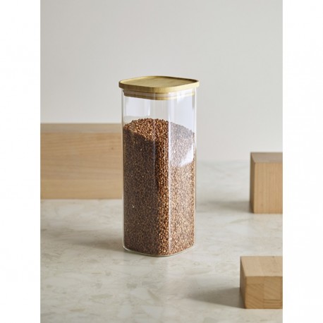 Банка для хранения квадратная glass bamboo, 1,9 л