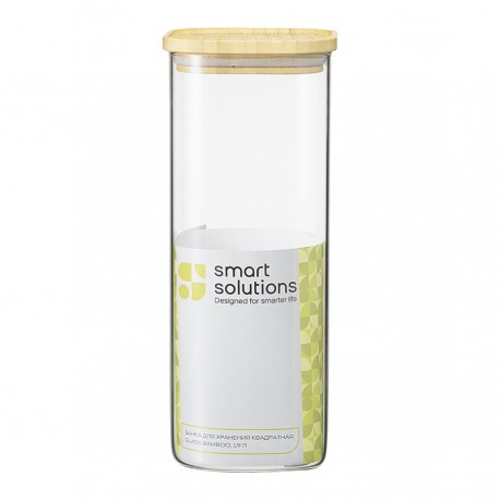Банка для хранения квадратная glass bamboo, 1,9 л