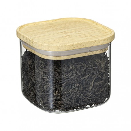 Банка для хранения квадратная glass bamboo, 600 мл