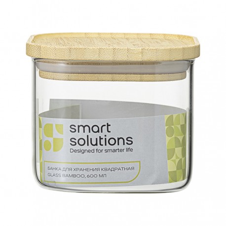 Банка для хранения квадратная glass bamboo, 600 мл