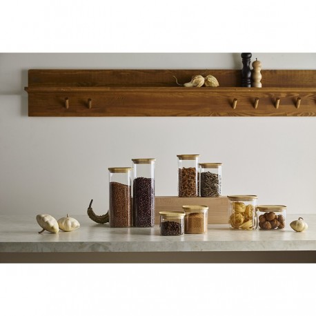 Банка для хранения квадратная glass bamboo,1 л