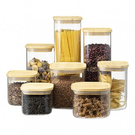 Банка для хранения квадратная glass bamboo,1 л