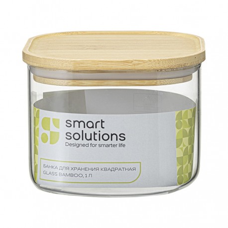 Банка для хранения квадратная glass bamboo,1 л