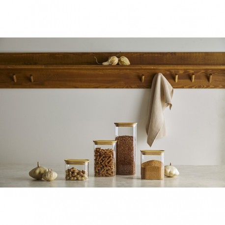 Банка для хранения прямоугольная glass bamboo, 1,3 л