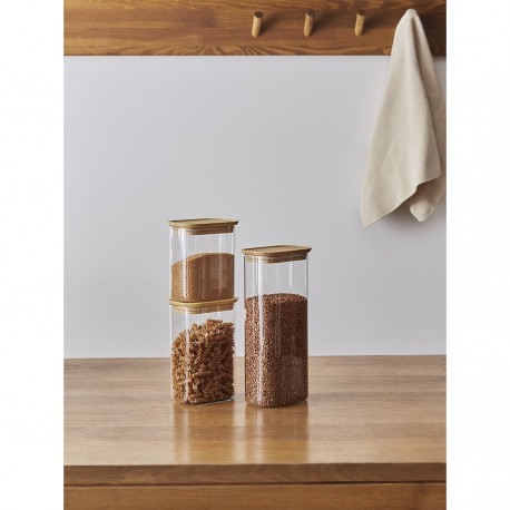 Банка для хранения прямоугольная glass bamboo, 1,3 л