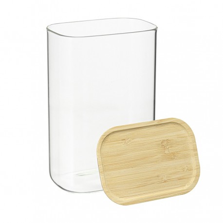 Банка для хранения прямоугольная glass bamboo, 1,3 л