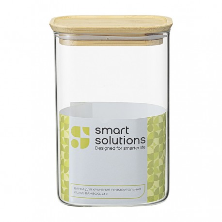 Банка для хранения прямоугольная glass bamboo, 1,3 л