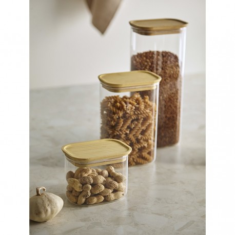 Банка для хранения прямоугольная glass bamboo, 2 л