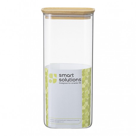 Банка для хранения прямоугольная glass bamboo, 2 л