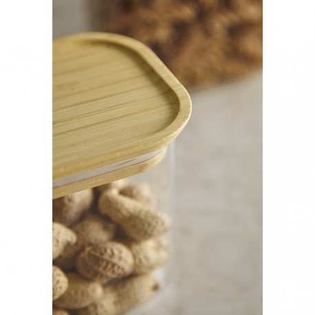 Банка для хранения прямоугольная glass bamboo, 600 мл